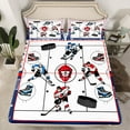 thumbnail image 2 of jejeloiu Hockey Sport Lovers Queen Sheet Sets,Boys Ball Game Flat Sheet,White Blue Queen Fitted Sheet For Girls Boys,Ultra Soft Home Decor,4 Pieces, 2 of 7