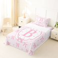 thumbnail image 3 of spefrowx Princess Bow Letter B Twin Sheets for Kids, Pink Stripe Heart Print Bedding, 3-Piece, 1 Flat Sheet, 1 Fitted Sheet and 1 Pillowcase, 3 of 6