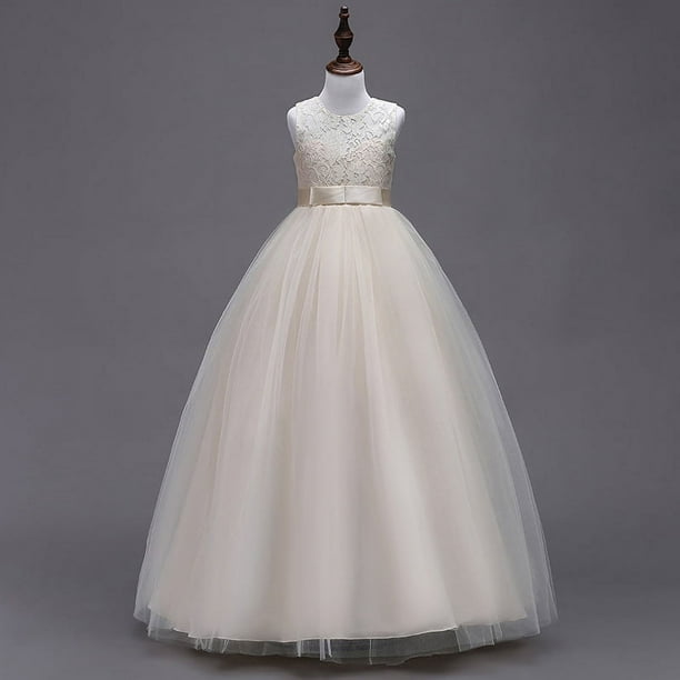 Vestido infantil Vestido de princesa Vestido de novia de encaje infantil grande Vestido largo Vestido tipo chaleco