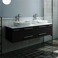 thumbnail image 2 of Fresca Fcb6160-Vsl-D-V Lucera 60" Wall Mounted Double Basin Vanity Set - Brown, 2 of 7