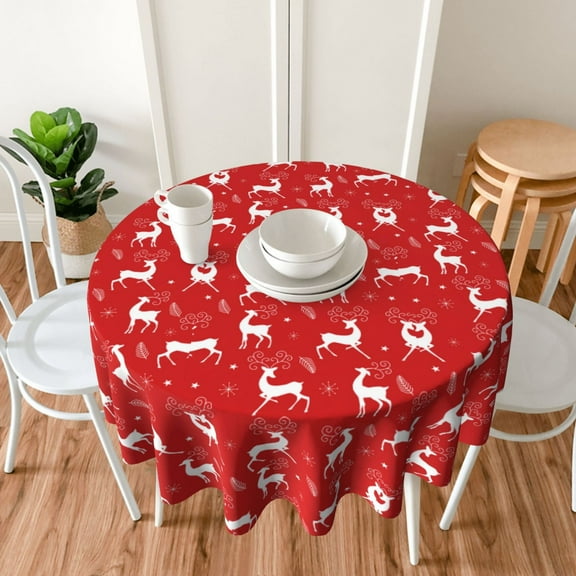 Christmas Clearance 60 Inches Round Wipeable Christmas Table Runner Cover For Indoor And Outdoor Decoration Tablecloth Christmas Supplies,60in