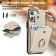 thumbnail image 5 of Phone Case for iPhone 16 Pro Max Wallet Cell Cover with Crossbody Strap, Ring Stand RFID Blocking Credit Card Holder Shockproof Drop Protective Case for iPhone 16 Pro Max Women Girls, Beige, 5 of 9