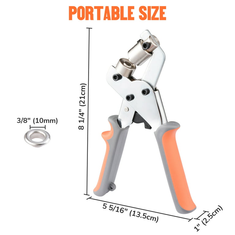 Grommet Tool Kit Handheld Hole Punch Pliers Portable Eyelet Rivet Hand  Machine Manual Puncher with 500pcs 10mm Grommets