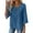 Blue, variant on Womens 3/4 Sleeve Tops Cotton Linen Shirts V Neck Lace Casual Loose Fit Blouses Boho Fashion