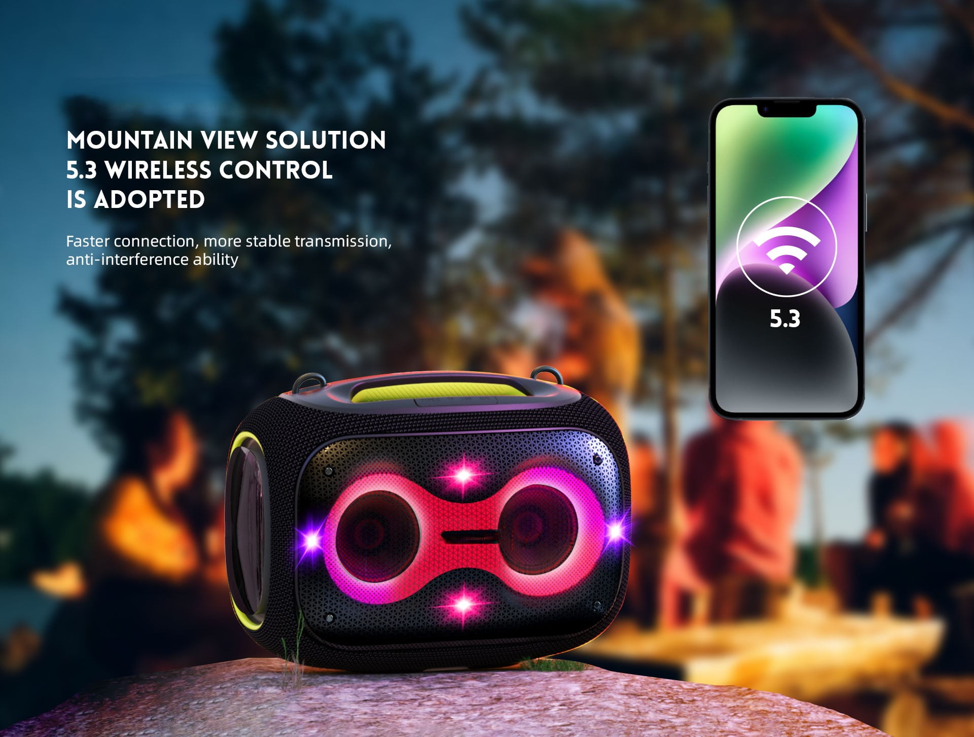 WorryFree Gadgets Portable Bluetooth Speaker with Two Microphones, Deep Bass, Large Party Wireless Speakers, 120W, Black