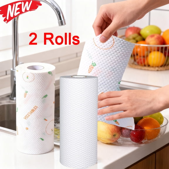 KOYPTL 2 Rolls Kitchen Paper Towels with Decorative Prints Disposable Cleaning Papertowels Kitchen Tissue Highly Absorbent Durable Not Easy to Break,Use for Holiday Business Resturant