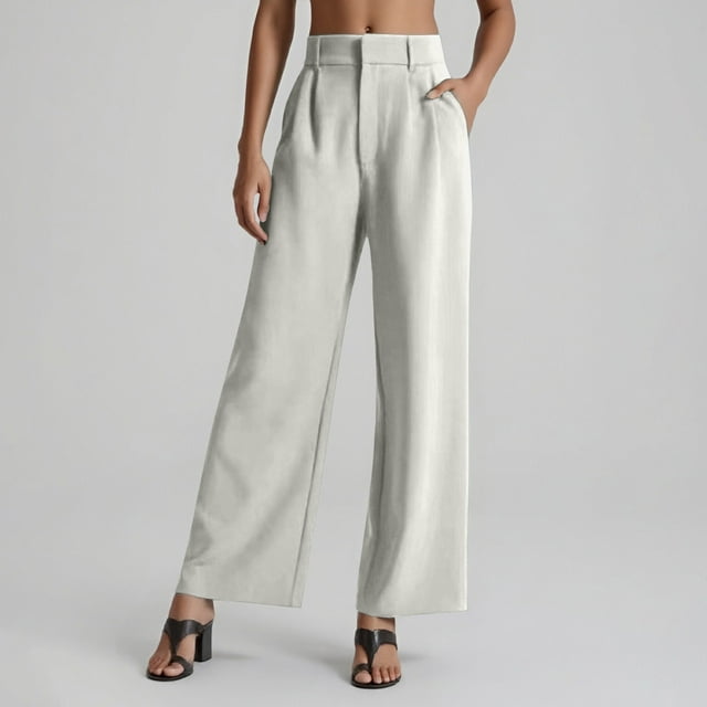 Pantalons Larges pour Femmes, Pantalons de Travail Décontractés Taille Haute, Pantalons Fluides, Pantalons Décontractés pour Femmes, Pantalons Amples Taille Haute pour Femmes