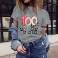 thumbnail image 2 of IROINNID Women's Casual Fashion T-shirt Short Sleeve Happy 100th Day Of School Printed Round Neck Tops, 2 of 7