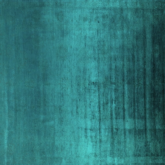 Ahgly Company Machine Washable Indoor Square Oriental Turquoise Blue Industrial Area Rugs, 8' Square