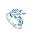 thumbnail image 4 of CHOOSE YOUR COLOR Blue Simulated Opal Branch Wrap Leaf Ring .925 Sterling Silver Band CZ Female Size 9, 4 of 4