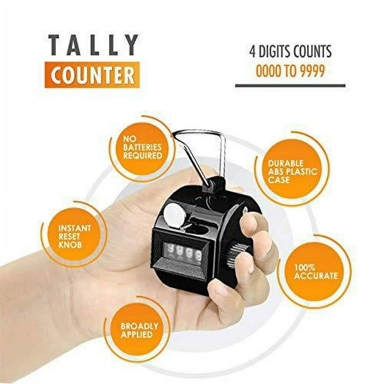 Budgetizer Corp Hand Pitch Tally Counter Clicker 2 Pack Black Handheld People Lap Counter Clickers with 2 Lanyard and 2 Carabiners Manual Mechanical 4 Digit Number