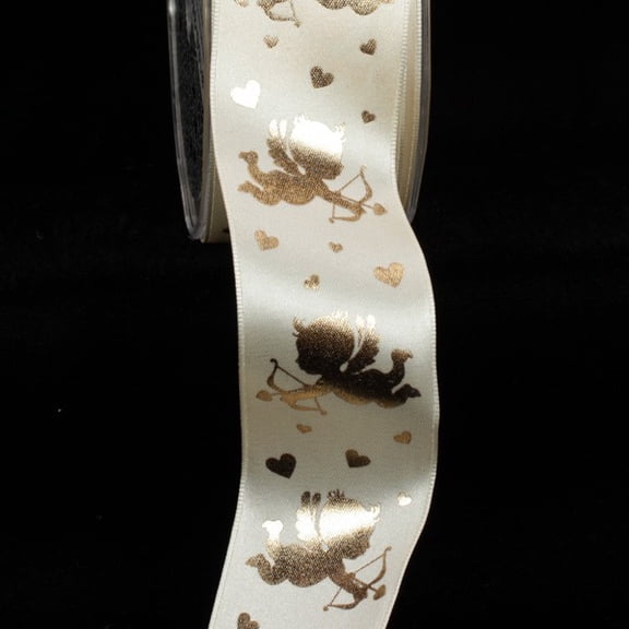The Ribbon People Cream White and Gold Wired Craft Ribbon 1.5" x 27 Yards
