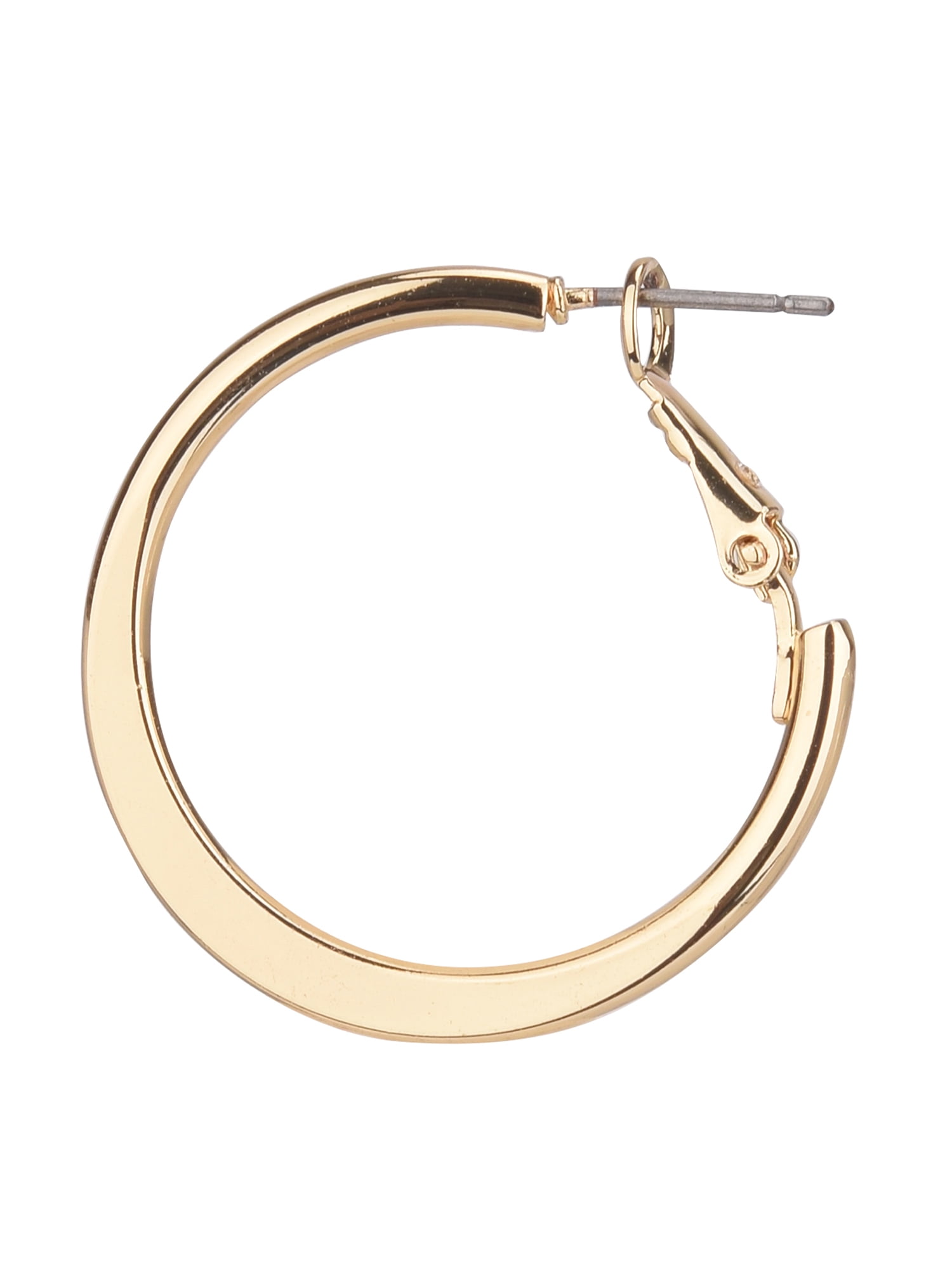 Time and Tru Adult Women's Gold Tone Flat Metal Hoop Earring