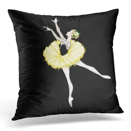 CMFUN Free Hand Drawing of Ballerina Ballet Dancer Girl Freehand Sketch Classical Dance Costume Sketched Tutu Pillows case 20x20 Inches Home Decor sofa Cushion