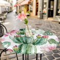 thumbnail image 6 of Tropical Succulent Round Tablecloth for 55-60 Inch Tables, Fitted Table Cover with Elastic Edge, Botanical Plants Pink Floral Waterproof Outdoor Table Cloth Protector for Patio Garden Dinner Picnic, 6 of 9
