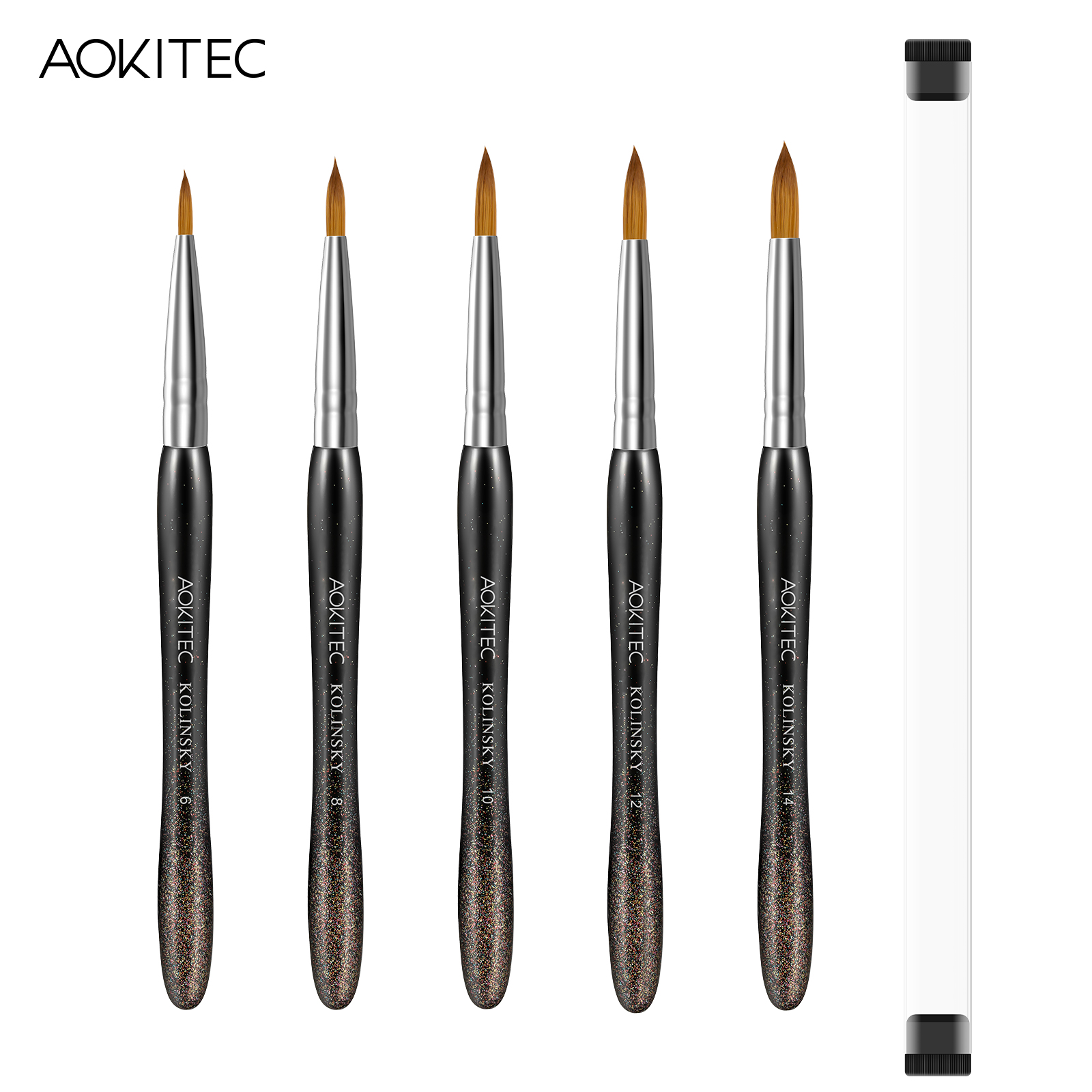 Aokitec Kolinsky Acrylic Nail Brush ABS Rounded Handle Nail Art Tool