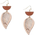 thumbnail image 4 of 60 pcs 4 Shapes Leaf/Wing Undyed Hollow Wood Big Pendants for Earring Necklace Jewelry DIY Craft Making Tree Ornaments Hanging Ornament Decorations Wheat Color, 4 of 7