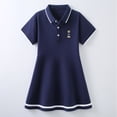 thumbnail image 2 of Eltusu Girls Cotton Dresses, Button Collared Short Sleeve A-Line School Uniform Dress Navy Size 9-10 T, 2 of 5