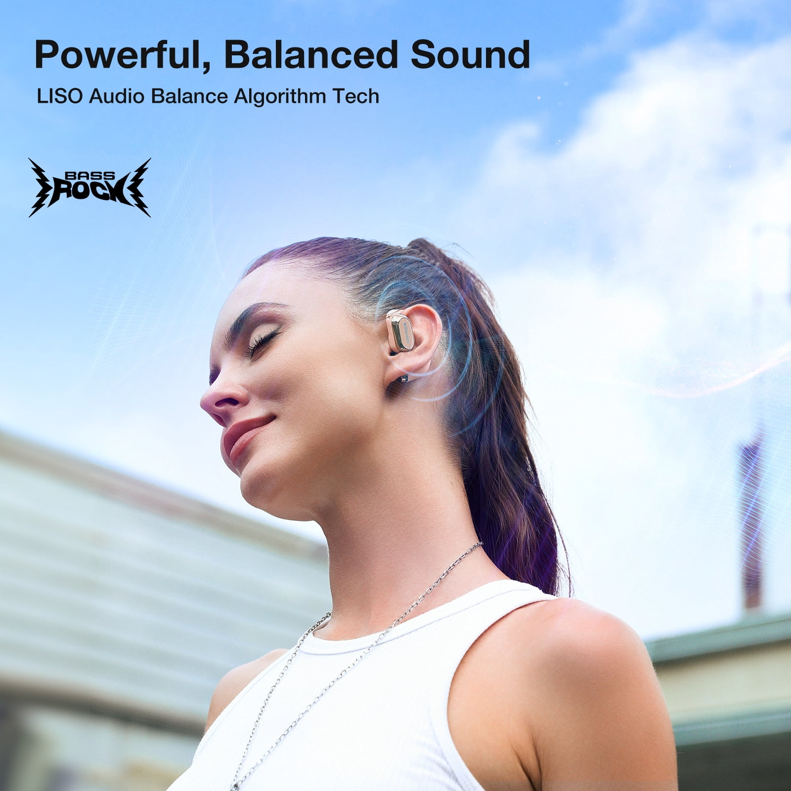 BlitzMax Open Ear Wireless Earbuds for iPhone & Android, Support APP, bluetooth V5.4 Wireless Earbuds, IPX5 Waterproof Sport Earphone