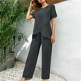 thumbnail image 4 of Ankola 2 Piece Sets for Women Summer Short Sleeve Blouse Matching Sets Mother of The Bride Pant Suit Vacation Outfits, 4 of 7