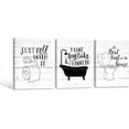 thumbnail image 4 of 3 Pieces Funny Bathroom Canvas Wall Art Bathroom Quotes on Retro Wood Style Artwork Black and White Toilet Bathtub Bath Set Poster Print for Restroom Farmhouse Bath Bathroom Decor, 4 of 5