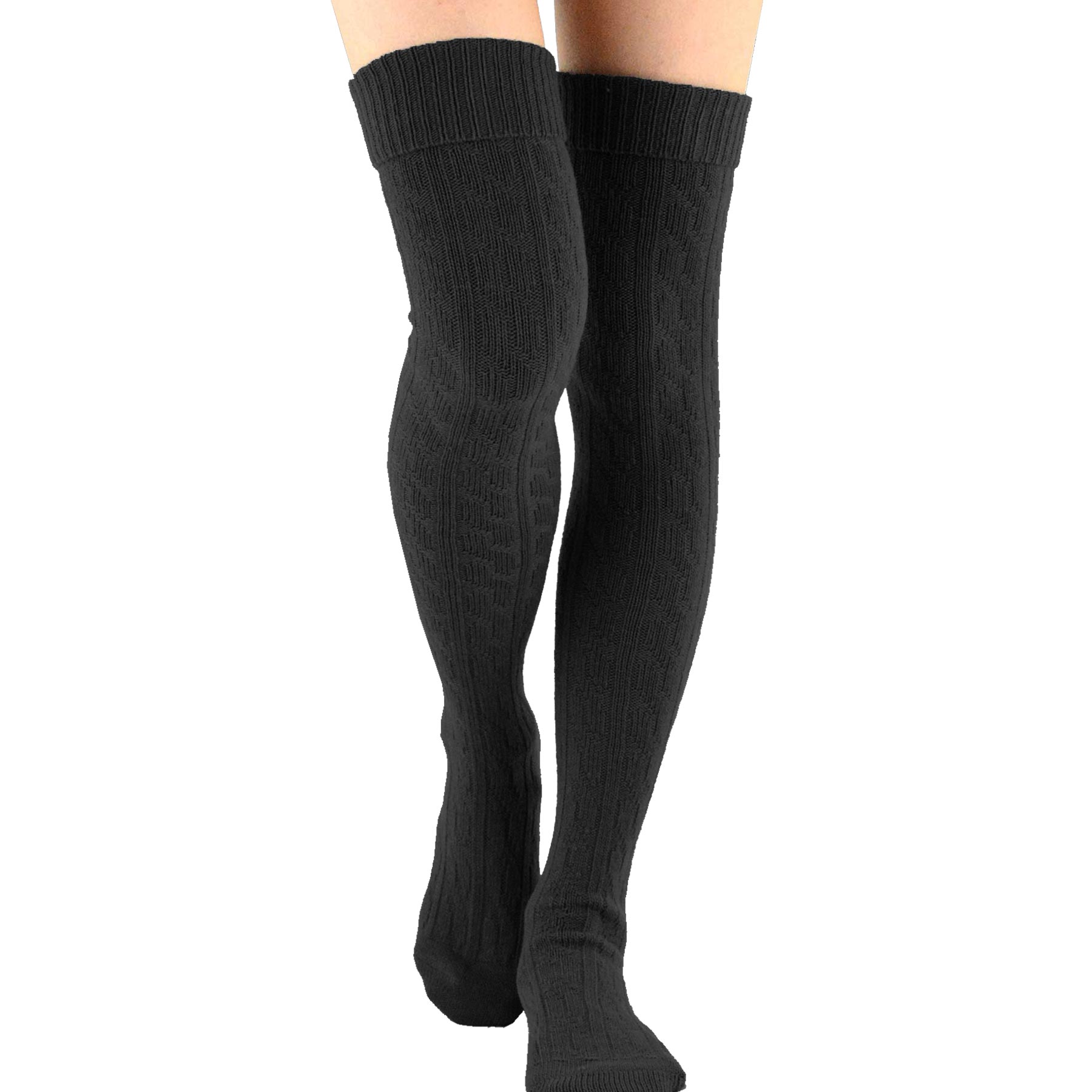 Teehee Womens Fashion Over The Knee High Socks 3 Pair Combo Cable Cuff Dark Combo 