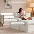 thumbnail image 6 of CARZZI LIFE 71 Inch Oversized Chaise Lounge Chair Indoor with Ottoman, Corduroy Boneless Cloud Couch Sleeper, Deep Seat Floor Sofa Bed and Reading Chair for Living Room (White), 6 of 10