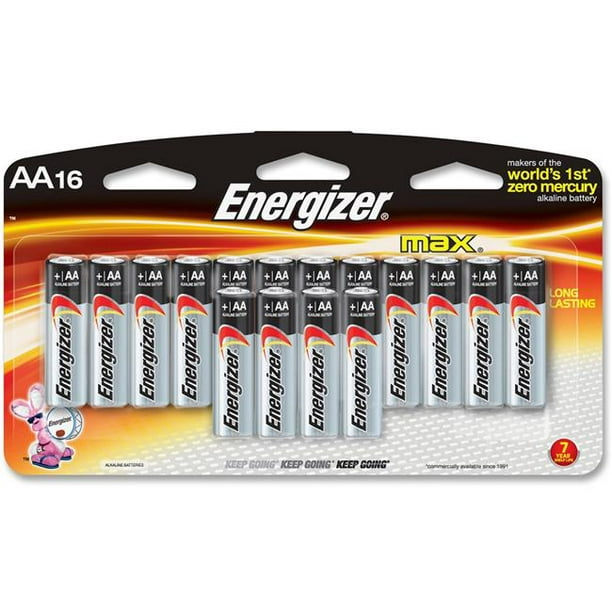 Energizer EVEE91LP16CT Max Piles Alcalines AA - Pack de 16 & 44; Noir et Rouge