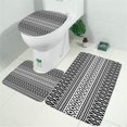 thumbnail image 2 of Black Geometric Triangle Striped Pattern Bathroom Rugs Sets 3 Piece,Toilet Cover Set,Absorbent Non Slip Bathroom Mats Sets with U-Shaped Contour Rug Toilet Rug Set, 2 of 5