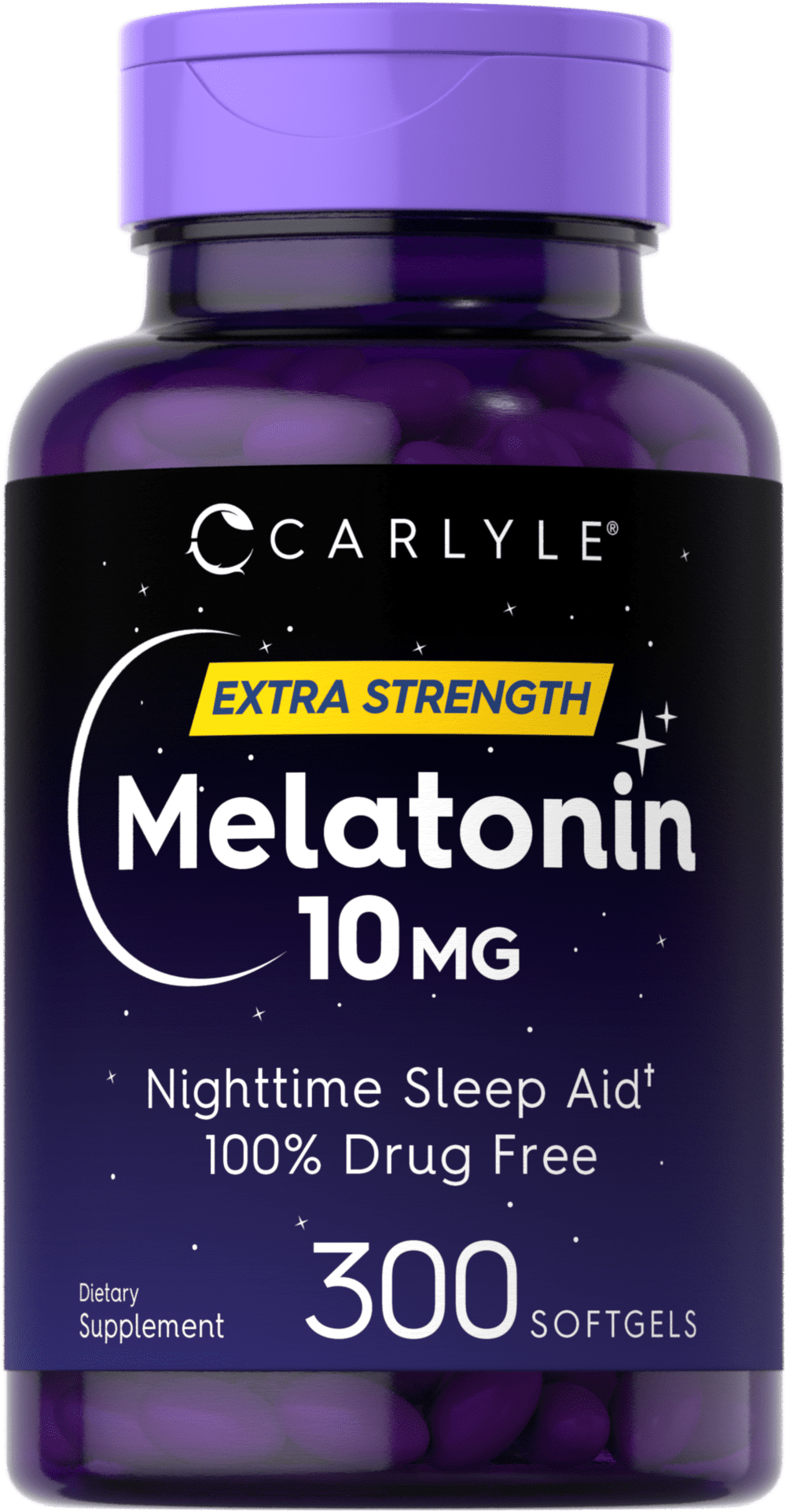 Carlyle Melatonin 10mg | 300 Softgels | Extra Strength Sleep Aid for Adults | Non-GMO, Gluten Free Supplement