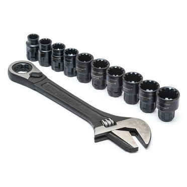 Crescent CPTAW8 Black SAE/MM Pass-Through Adjustable Wrench 11 Piece Set