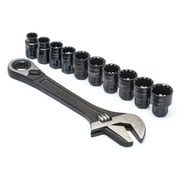 Crescent CPTAW8 11 Pc. Pass-Thru X6 Black Oxide Adjustable Wrench and Spline Socket Set