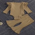 thumbnail image 2 of Newborn Baby Girl Boy Romper Bodysuit Top Ribbed Bell Bottom Pants Set 2Pcs Outfits, 2 of 5