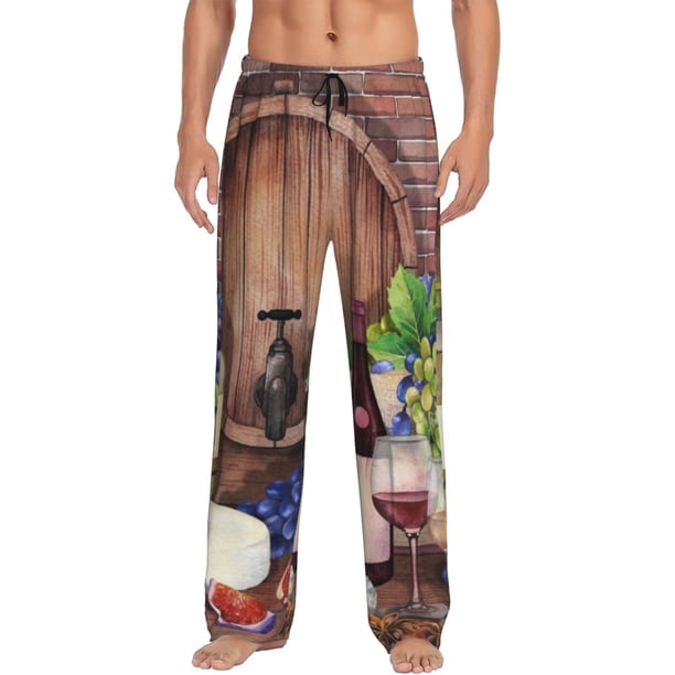 Balery Bottle Glass Red Wine Pantalones de pijama para hombre, pijama ultraligero, pantalón de descanso-Large