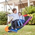 thumbnail image 2 of Topbuy 60" Flying Saucer Tree Swing Set Outdoor Oval Swing Adjustable Hanging Ropes for Kids Colorful, 2 of 7