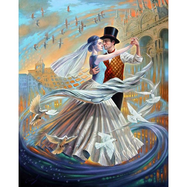 Pintura de diamante (DB0566) 5D DIY Paloma danza cuadrado Kit mosaico arte artesanía 50x70cm Hugtrwg Para estrenar