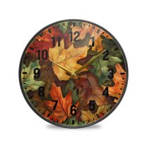 Yayeee Wall Clock Battery Operated 11.9" Silent Non-Ticking for Living Room, Colorful Autumn Leaves