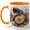 Orange, variant on Vintage Pocket Watch Coffee Mug, Floral Clock Mug, Antique Timepiece Ceramic Mug, Steampunk Inspired Gift for Women Men, 11 oz