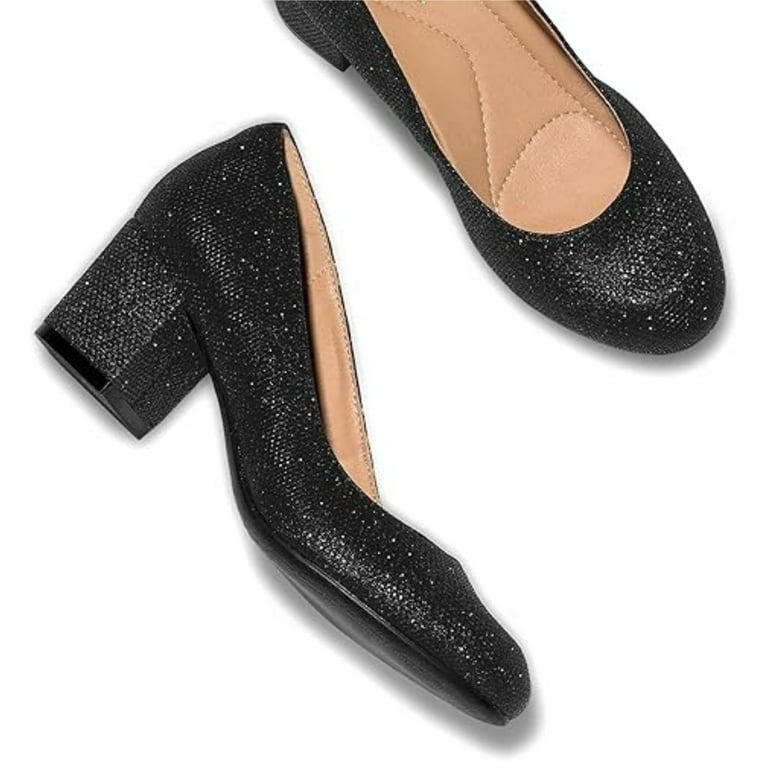 Bocca Women's Low Heel Pumps Black Glitter Chunky Block Dress Shoes 6M - Walmart.com Bocca Women's Low Heel Pumps Black Glitter Chunky Block Dress Shoes 6M - Walmart.com