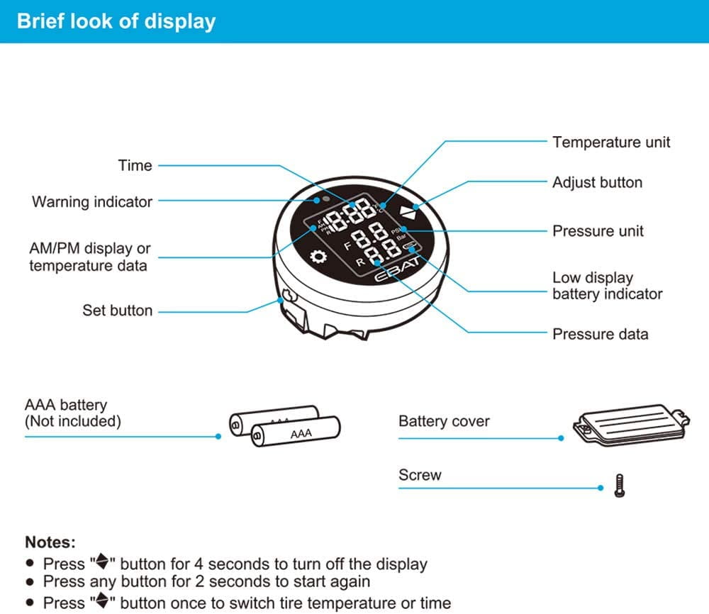 STEELMATE Motorcycle Tire Pressure Monitor System Universal Motorcycle TPMS Oversized LCD Screen with Display Time in Real Time and Tire Pressure Reading System STEELMATE Motorcycle Tire Pressure Monitor System Universal Motorcycle TPMS Oversized LCD Screen with Display Time in Real Time and Tire Pressure Reading System