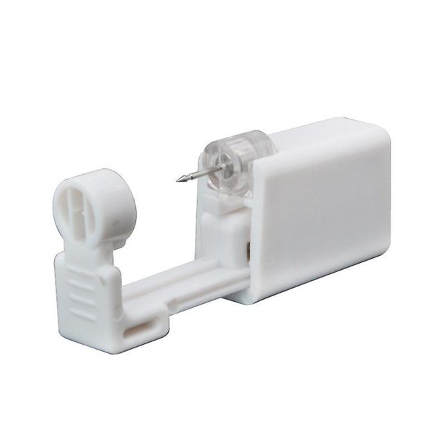 Paquete de 2 pendientes de pistola para perforación de oreja, Kit de perforación desechable, sin dolor, fácil de usar, herramienta con perno (blanco)