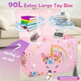 thumbnail image 3 of Large Toy Box, Collapsible Sturdy Kids Storage Organizer for Boys Girls, 25"x13"x16" Storage Box with Lids, Toy Chest Bins Basket for Living Room, Playroom, Nursery, Pink, 3 of 13