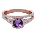 thumbnail image 2 of Mauli Jewels Rings for Women 0.90 Carat Diamond and Cushion Shaped Amethyst Ring 4-prong 10K Rose Gold, 2 of 7