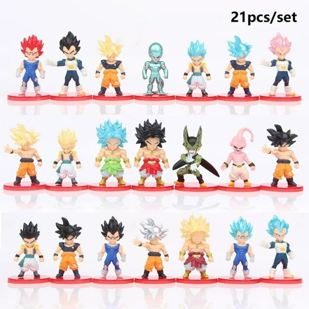 Figuras de acción de Dragon Ball Z, 21 piezas, Goku, Vegeta, Freeza, Broly, Super Saiyan, figuras de PVC, regalo de Navidad