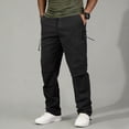 thumbnail image 2 of Men's Hiking Cargo Pants, Casual Trousers Joggers, Elastic Waist Drawstring Straight Leg, Quick Dry Lightweight Breathable, Multi-Pocket Workwear Outdoor, Summer | AKLJWH,Black L, 2 of 9