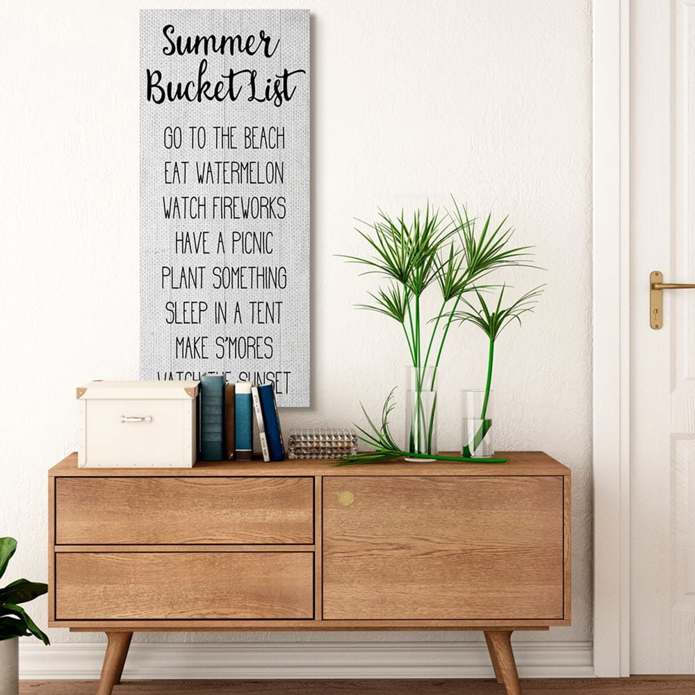Stupell Industries Rustic Summer Bucket List Sign Outdoor Goals Canvas Wall Art Design by Daphne Polselli, 20" x 48"