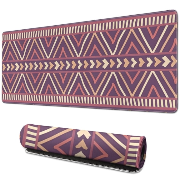 Long Mouse Pads for Desk,Brown Ethnic Pattern Desk Mats on Top Of Desks, Desk Mouse Pad Extra Large with 3mm Non-Slip Base and Stitched Edge for Gaming,Office,Work,Home 31.5"x11.8"