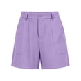 thumbnail image 5 of Pounoo Bermuda Shorts for Women High Waisted Pleated Front Button Detail Pocket Detail Loose Fit Bottoms Daily Slacks, 5 of 7