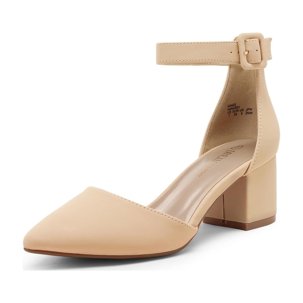 Zapatos DREAM PAIRS ANNEE Punta Fina Tacón Grueso Nude