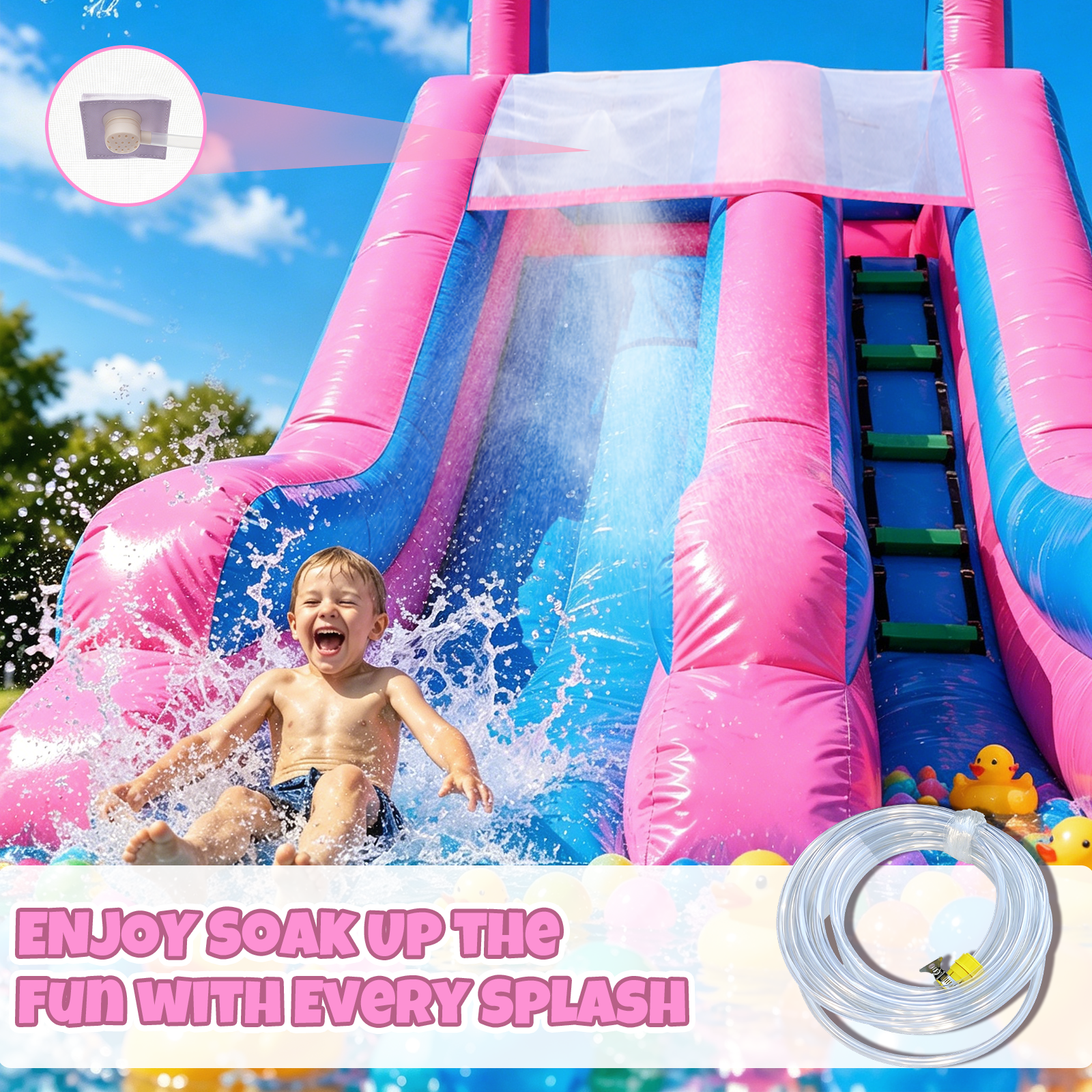 Vakiorn Inflatable Commercial Water Slide 26.2x17.4x9.8 ft 100% PVC with Pool and Air Blower Wet Dry Use Purple